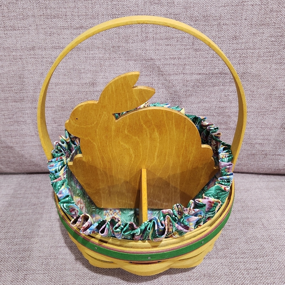 Vintage 1999 Longaberger Wooden Bunny Easter Basket - Picture 4 of 4